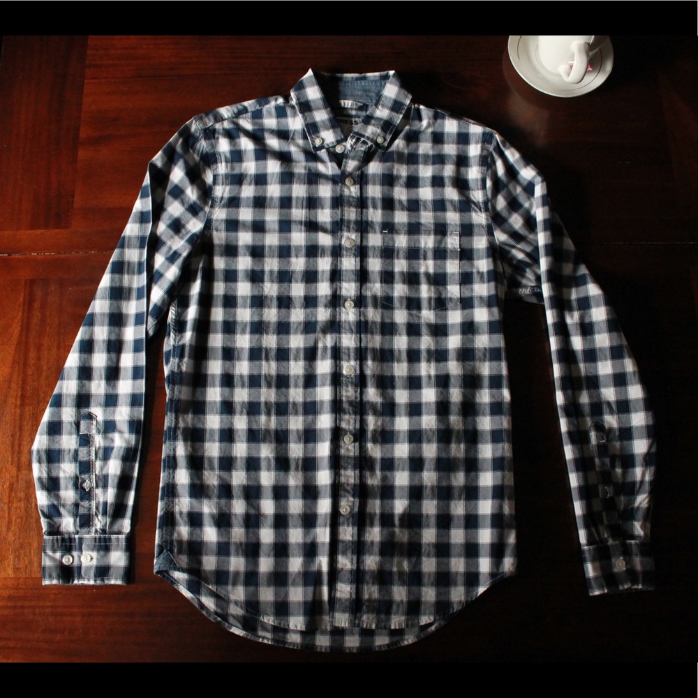 Men’s Express Slim Plaid Button-Down Shirt
